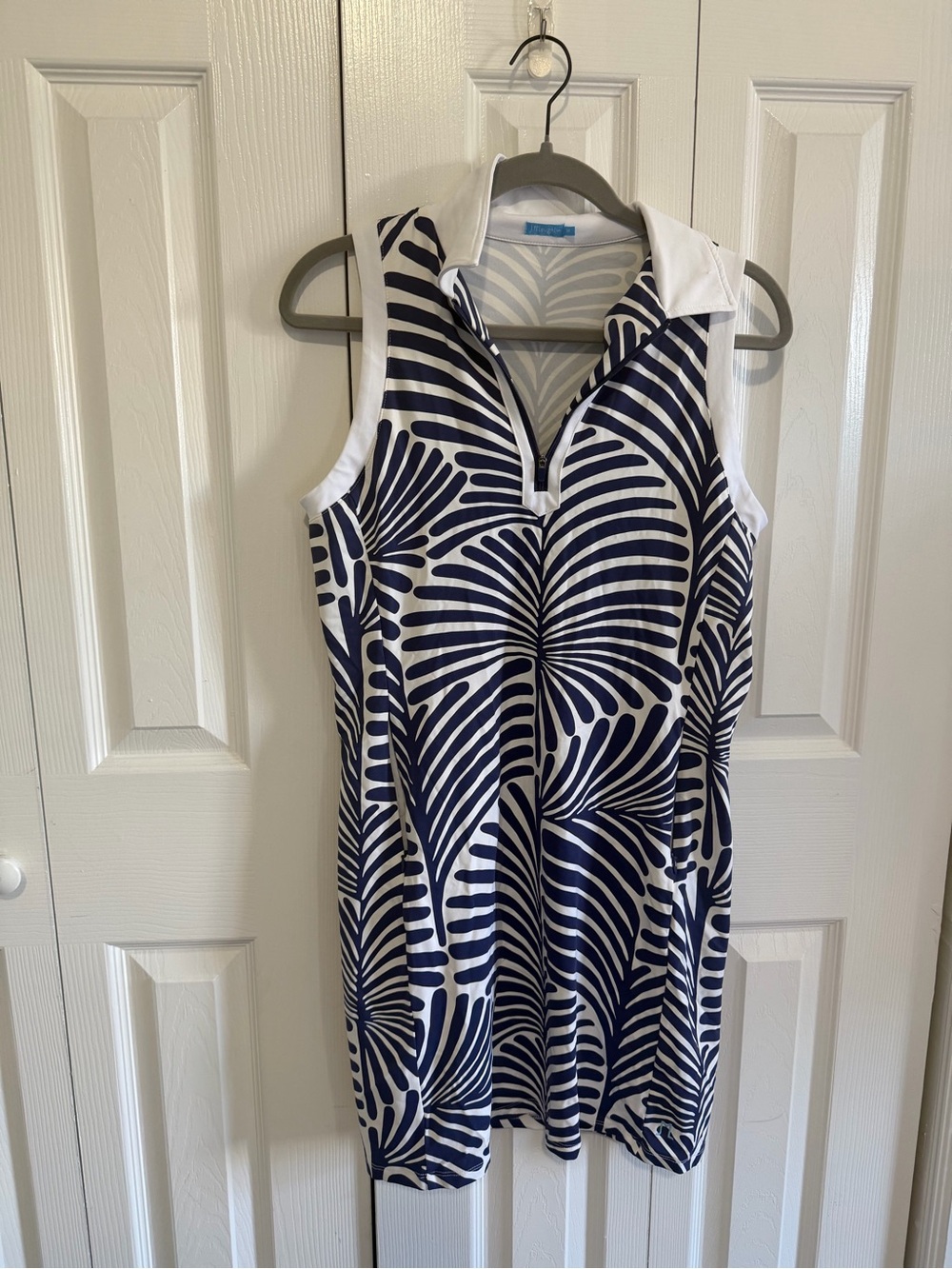 J.McLaughlin Palm Frond Dress Blue/White Size Small